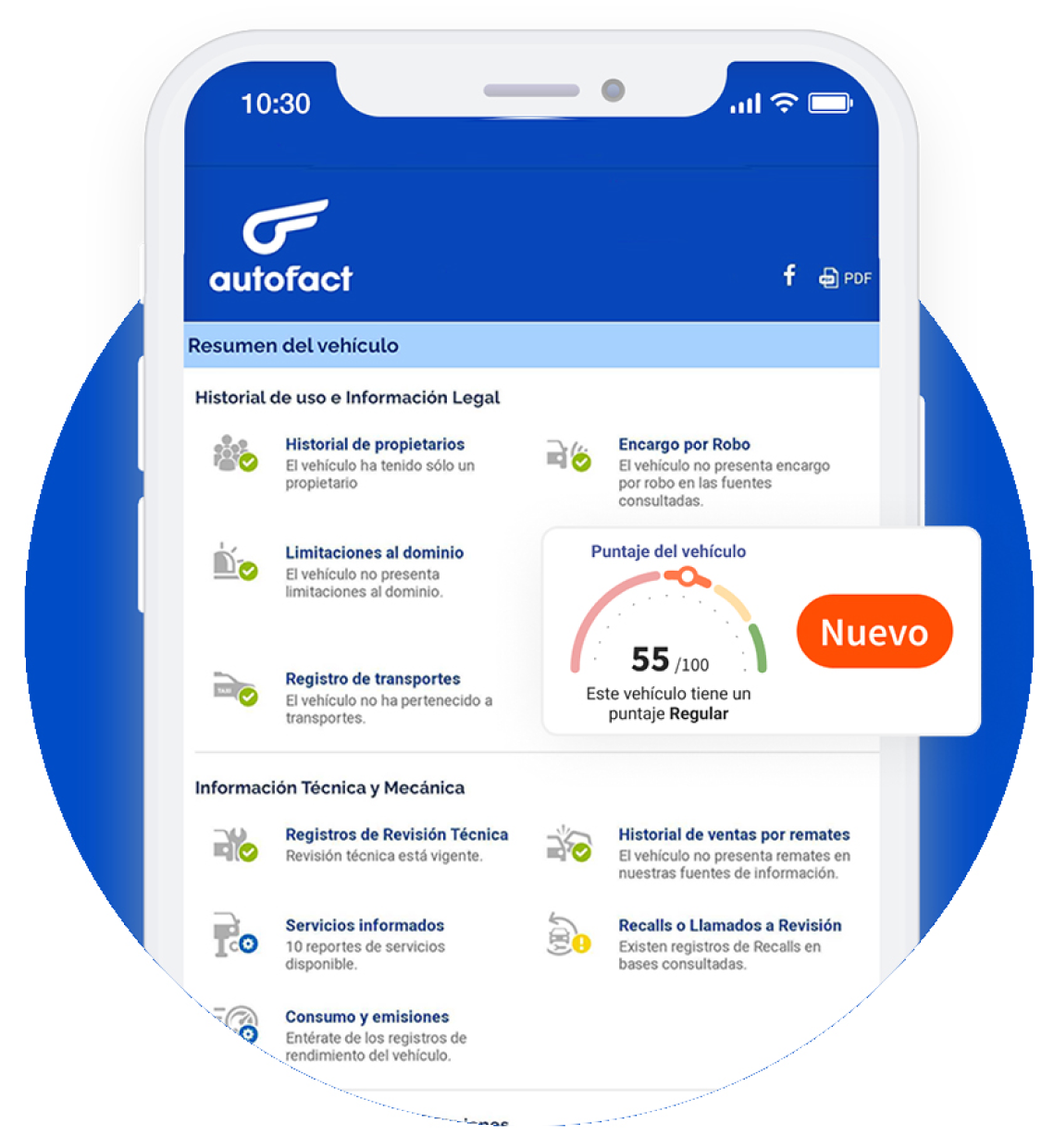 Informe autofact vista movil